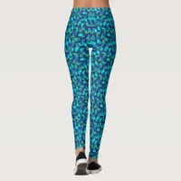 Blue Butterflies Patterned Leggings