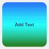 Sea and Sky Blue and Green Gradient Square Sticker