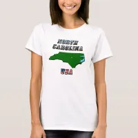 North Carolina Map and Text T-Shirt