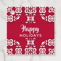 Elegant Festive Red and White Happy Holidays Favor Tags