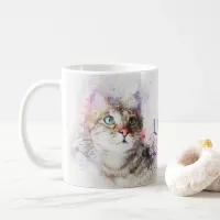 Elegant Watercolor Cat Portrait I Love Cat's  Coffee Mug