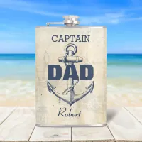 Personalized Nautical Anchor Captain Dad Flask