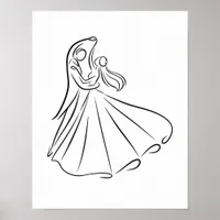 "Bride and Groom Wedding First Dance Line Art  Poster