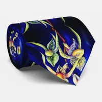 Blue orchids  painting tie