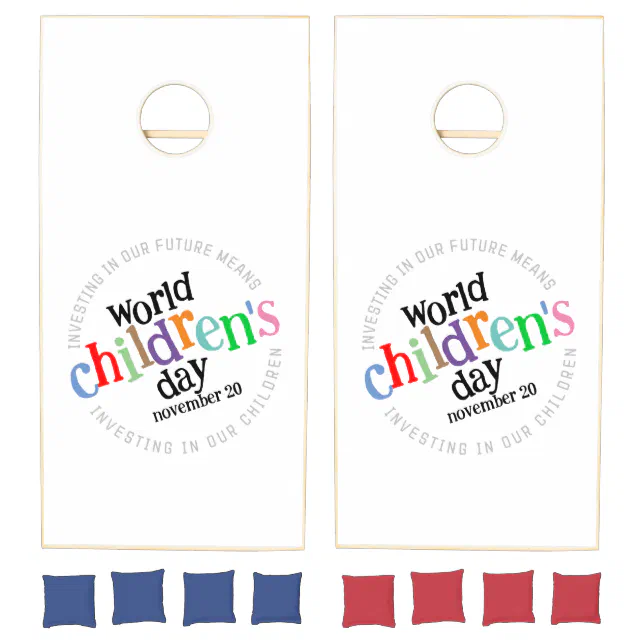 Colorful Happy World Children's Day Cornhole Set