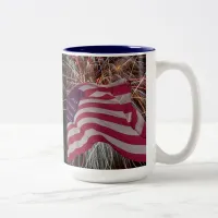 American Flag and Fireworks Two-Tone Coffee Mug