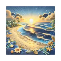 Ocean View Tropical Paper Quilling Effect  Metal Print