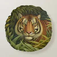 Bengal Tiger Digital Art Round Pillow