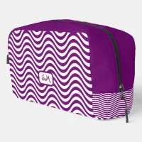 Monogram Purple White Wavy Stripes Psychedelic Dopp Kit