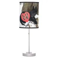 Black German Shepherd Dog & Pup Snow 3 Views, ZKA Table Lamp