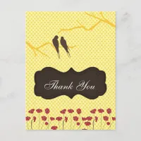 trendy yellow lovebirdsThankYou Cards