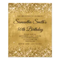 Glittery Gold 50th Birthday Fancy Monogram Invite Flyer