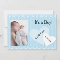 It's a Boy! Blue Hearts Birth Announcement