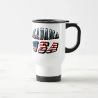 Alabama Picture and USA Flag Font Travel Mug