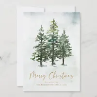 Rustic Winter Pine Forest Christmas 3 Photo Holiday Card