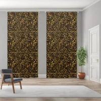 Modern Black Gold Floral Pattern  Blackout Curtains