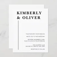 Budget Modern White Wedding Invitations