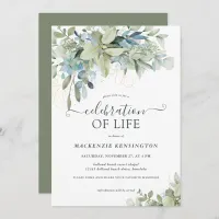 Eucalyptus Greenery Celebration of Life Memorial Invitation