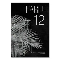 Jewel Palm Leaf Wedding Silver ID830 Table Number