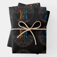 Tree of Life in full Stained Glass Mosaic Color Wrapping Paper Sheets