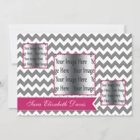 chevron pink gray 3 photo Graduation Invites