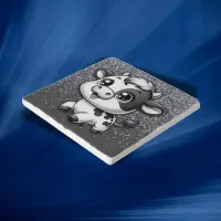 Silver Glitter on Charcoal with a Cow | Trivet