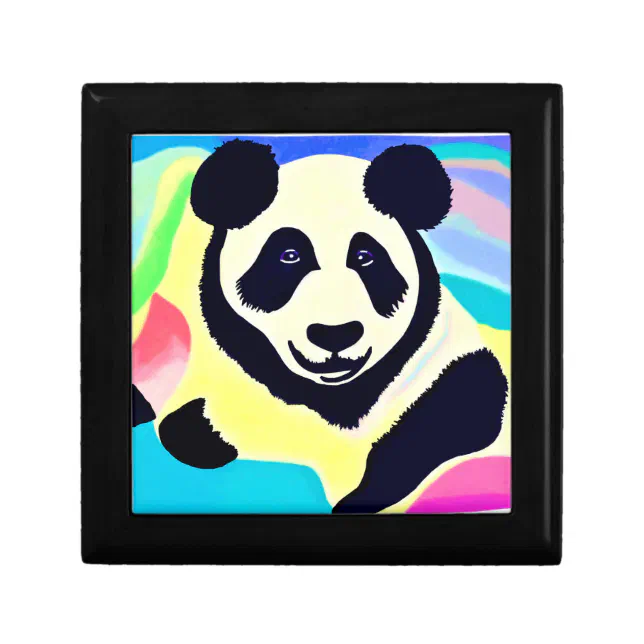 Panda multicolored background gift box