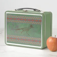 Southwest Roadrunner Sagebrush Green Metal Lunch Box