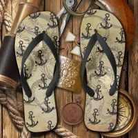 Steampunk Octopus and Anchors Flip Flops