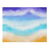 Majestic Blue and Teal Waves on Sandy Shore    Faux Canvas Print