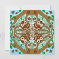 Just Saying Hi, Owl Mandala Hand drawn Art Note Card