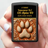 Floral Design Paw Print Tile Zippo Lighter