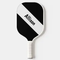 Preppy White on Black Pickleball Paddle with Name