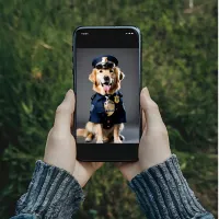 Golden Retriever in Uniform Poster