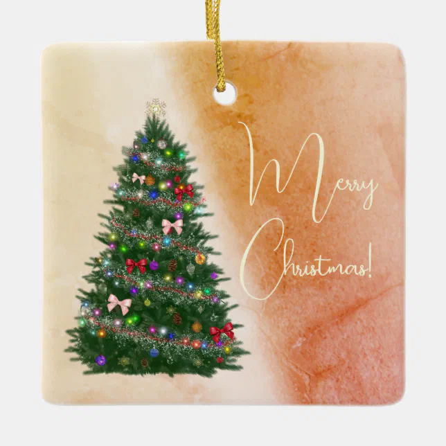 Colorful decorated christmas tree  ceramic ornament