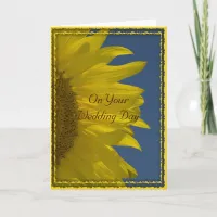 Vertical Sunflower Wedding Day Card