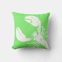 Bright Green and White Distressed Seafood Throw Pillow