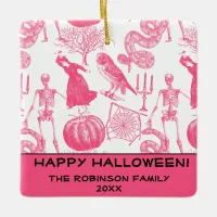 Cute Hot Pink Vintage Family Halloween Ornament