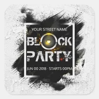 Block Party custom invitation Square Sticker