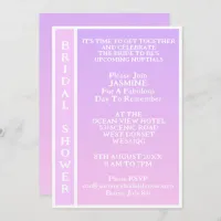 Girly Pink And Lilac Bridal Shower Party Invitation