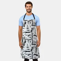 Black And White Chef Or Butchers Knives Patterned Apron