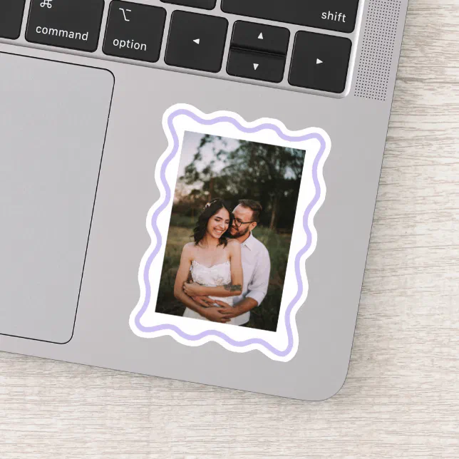 Custom Your Own Photo with Wavy Purple Frame Sticker