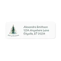 Minimalist Watercolor Christmas Tree Label