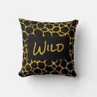 Wild Animal Print Black Mustard Patterned Custom Throw Pillow