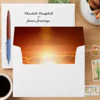 Sunset Orange Golden Sky Sea Gold Inside Flap Envelope