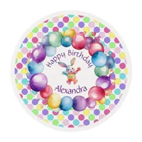 Cute Colorful Watercolor Bunny and Polka Dots Edible Frosting Rounds