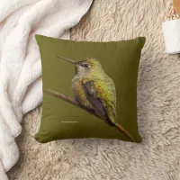 Anna's Hummingbird on Scarlet Trumpetvine Throw Pillow