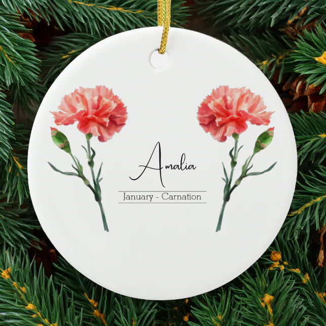 Birth Month Flower January Carnation Ornament