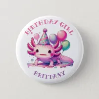 Personalized Birthday Girl | Anime Axolotl Button