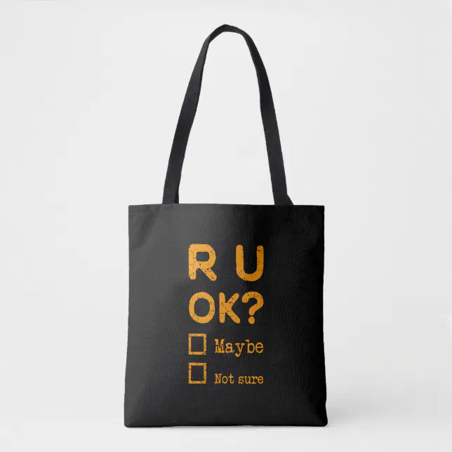 Are you okay? r u ok? tote bag